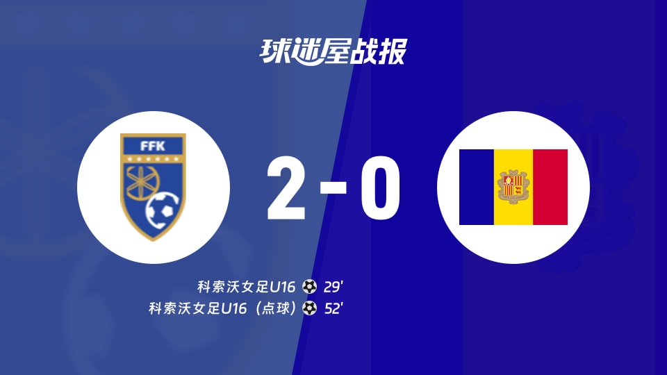 【国际友谊五月】科索沃女足U16vs安道尔女足U16比赛结果:科索沃女足U16(2-0)安道尔女足U16比分战报(2026年05月06日)